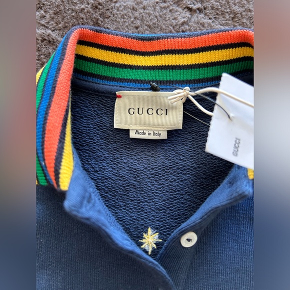 *NWT* GUCCI BABY DRESS WITH EMBROIDERY DESIGN AND RAINBOW COLLAR, 12/18 MONTHS - Picture 7 of 9